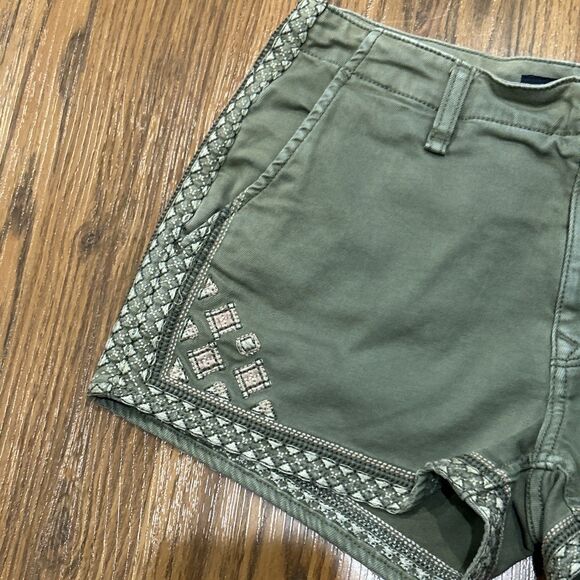 Driftwood Connie Shorts Womens 26 Green Floral Embroidered Pockets - Picture 12 of 12